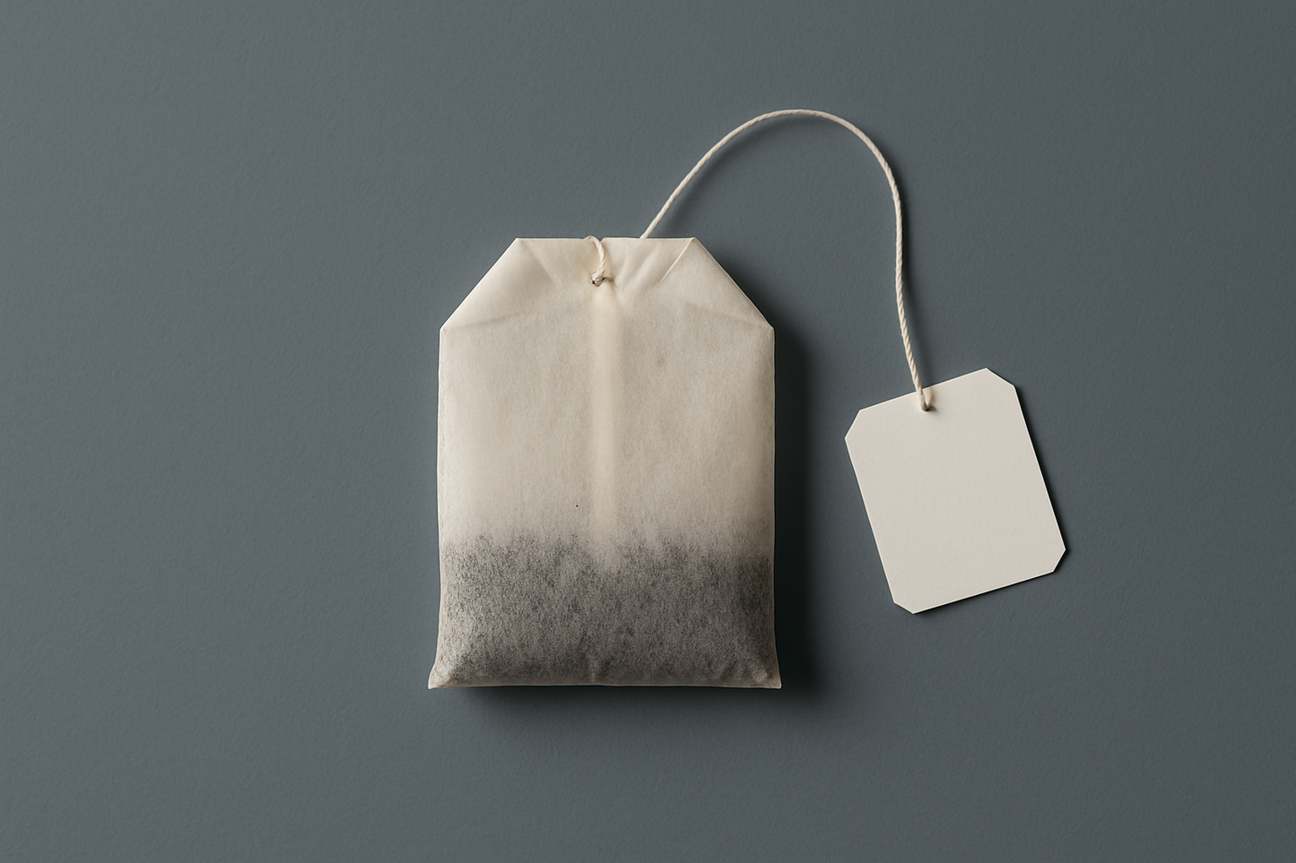 Simple tea bag on slate background